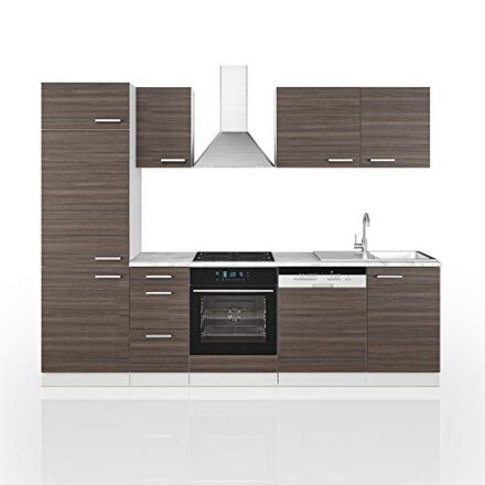 Vicco Küchenzeile Optima, Grau/Weiß, 270 cm ohne Arbeitsplatte  