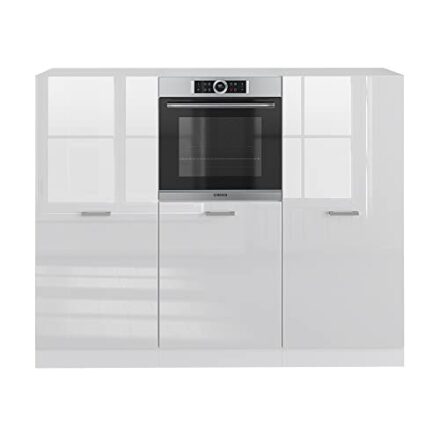 Vicco Küchenblock R-Line, Weiß Hochglanz/Weiß, 180 cm ohne Arbeitsplatte  
