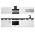 BELINI | Küchenzeile Küchenblock Lucy - Küchen-Möbel 300 cm | Küche komplett ohne Elektrogeräten mit Hängeschränke und Unterschränke | Ohne Arbeitsplatten | Weiß matt  